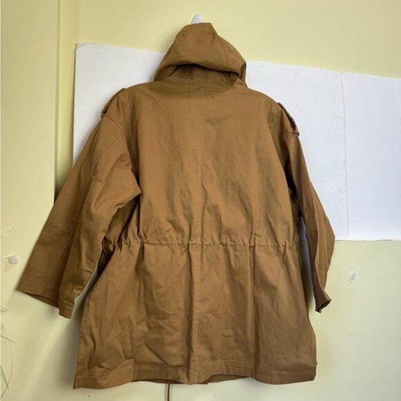 Maje Gangzyum Hood Oversized Elastic Drawstring Stretch Hooded Jacket Preppy Tan - Picture 4 of 16